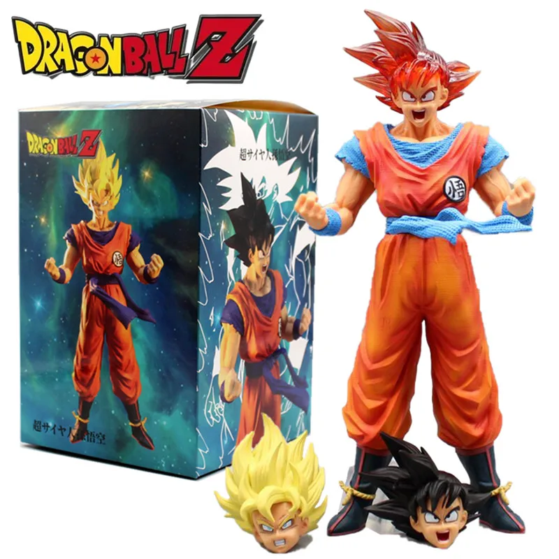 

29CM Dragon Ball Z Goku Anime Figure GK Super Saiyan PVC 3-Head Statue Action Figurine Model Doll Collectible Children Toys Gift