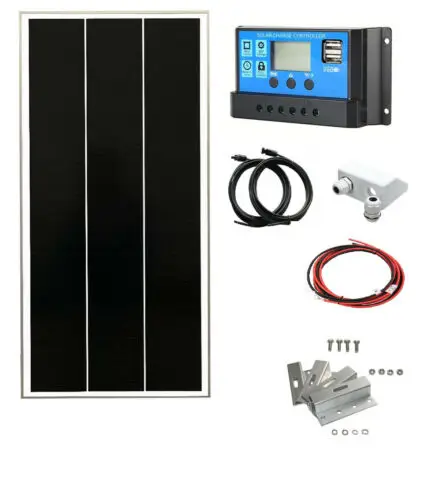

100W monocrystaline solar panel kit 12v battery charger motorhome caravan boat