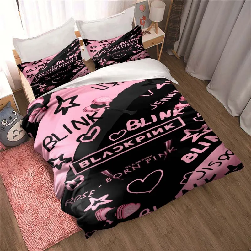 

Kpop Girl B-BlackPink Sheets Quilt Covers Bedding Dormitory Sheets Three-piece Bedding Set Three-piece Soft Warm Bedding Set
