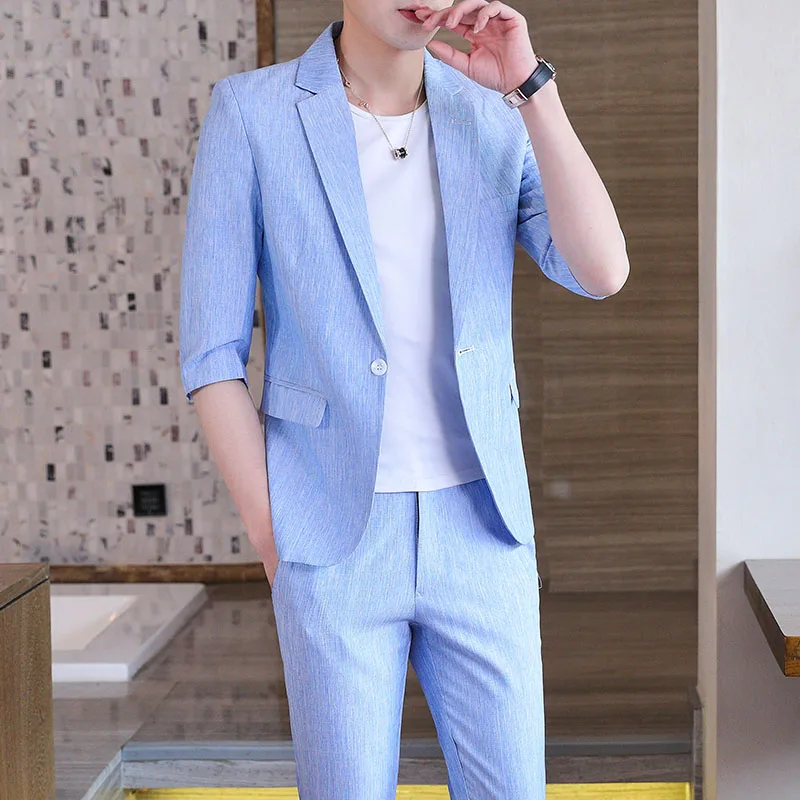 Новый летний (Блейзер + брюки) средней длины Корейская версия повседневного