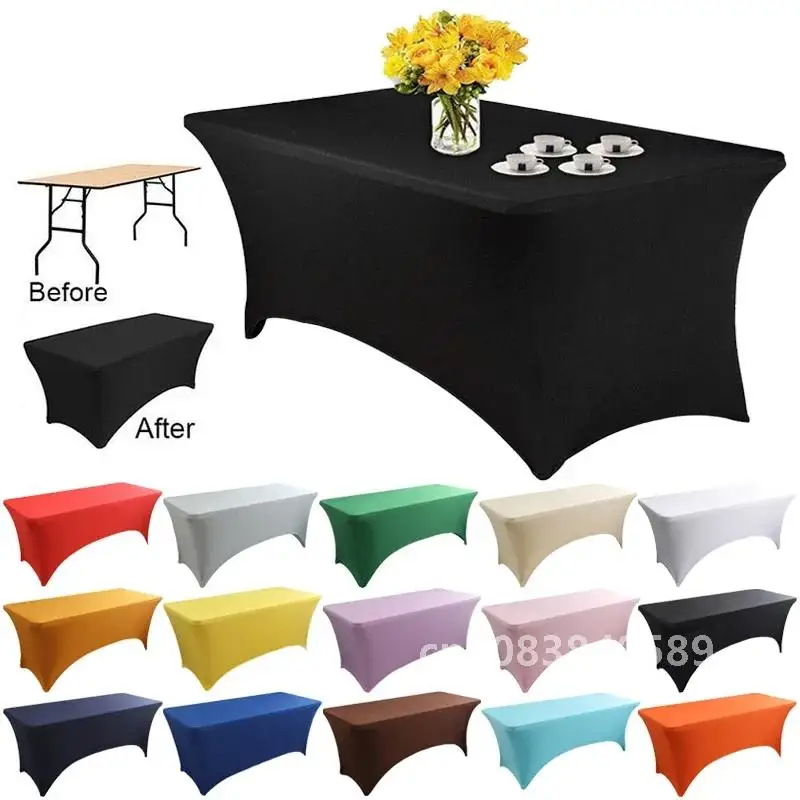 4/5/6/8FT High Stretch Tablecloth Wedding Party Beauty Massage Elastic Hotel Birthday Table Cover Rectangular Cloth