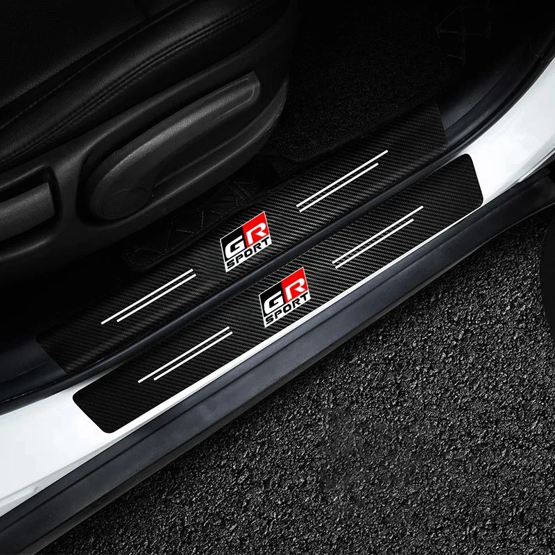 

4 шт. защитные наклейки на педаль порога для Toyota GR Sport Gazoo Racing Yaris 86 Corolla Hilux Supra C-HR Accessori