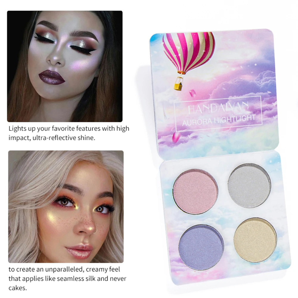 

4 Colors Highlighter Powder Palette Makeup Eyeshadow Pallete Face Contour Shimmer Water Gloss Highlight Illuminator Cosmetics