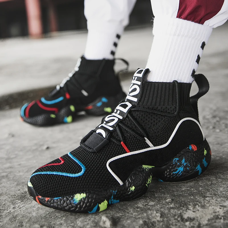 Men Running Shoes Lightweight Athletic Shoes Camo Socks Sneakers Breathable High Top Socks Boots Women Casual Footwear Plus Size