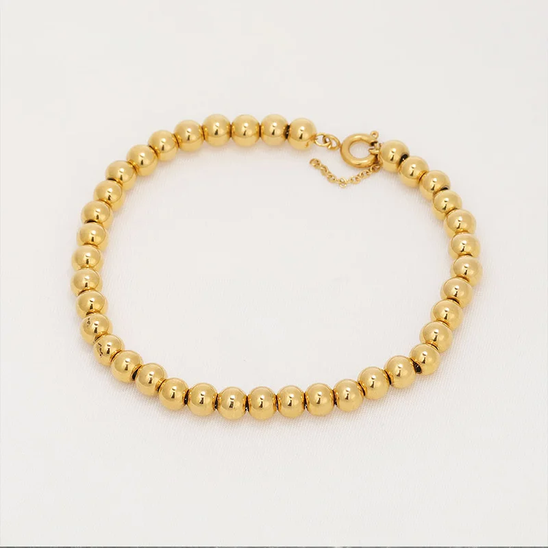 3-8mm 100pcs Gold Through Hole Stainless Steel Spacer Beads Round Pendant Connectors For DIY Earring Jewelry Making Accessories