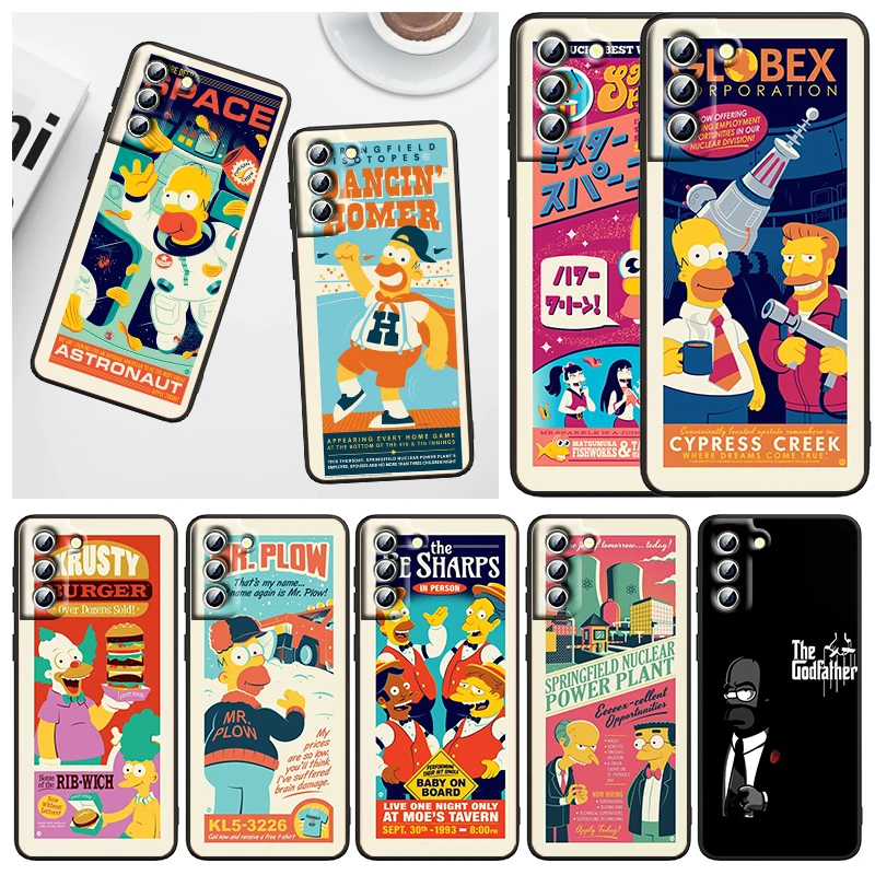 

Anime The Simpsons Cute For Samsung Galaxy S22 S21 S20 FE Ultra Pro Lite S10 5G S10E S9 S8 Plus S7 Edge Black Phone Case