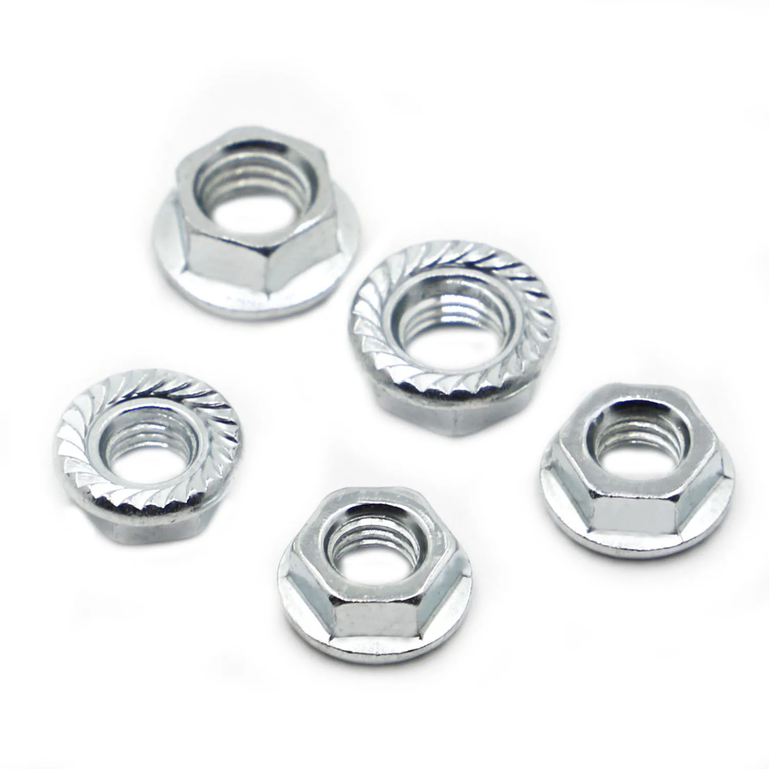 

Zinc-plated Carbon Steel Hexagon Flange Nut Pinking Slip Locking Lock Nut M3 M4 M5 M6 M8 M10 M12 M14 M16 DIN6923