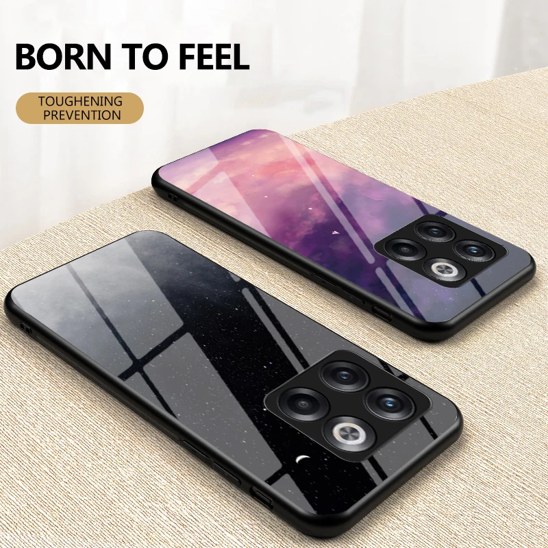 

Tempered Glass Case for Oneplus ACE Pro Luxury Starry Sky Soft Silicone Edges Hard Shockproof Phone Cover for Oneplus 10T 10 Pro