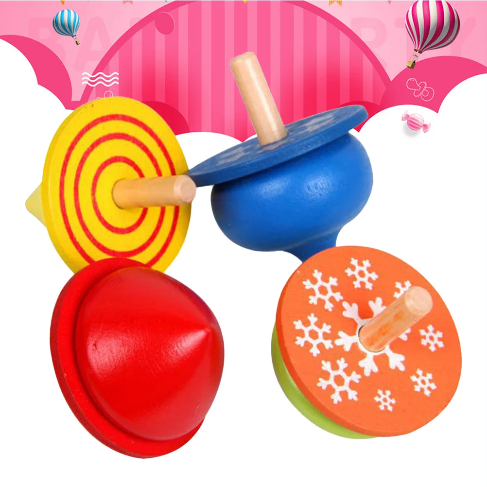 

Wood Toys Gyroscope Toy Kids Gyro Game Colorful Favor Party Painted Rotating Spinny Fun Wooden Whipping Push Down Peg