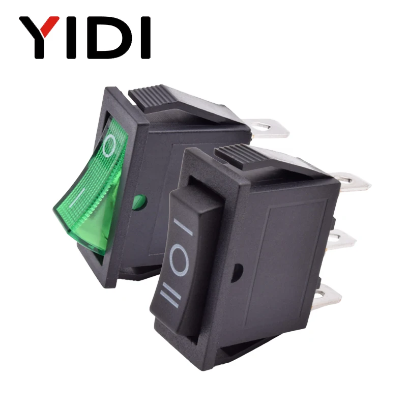 10pcs/lot 15A/250VAC KCD3 Rocker Switch ON OFF/ON-ON/ON-OFF-ON SPST Red Green Blue Yellow Light Black Rorcker Toggle - купить по