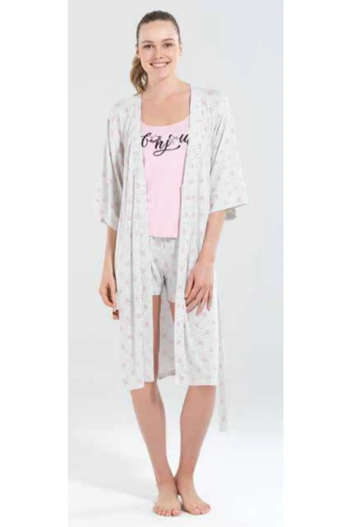 

Dressing Gown Polka Dot Fashion Robe Female Bathrobe Sexy Peignoir Kimono Bride Dressing Gown Gown Gown Gown Gown