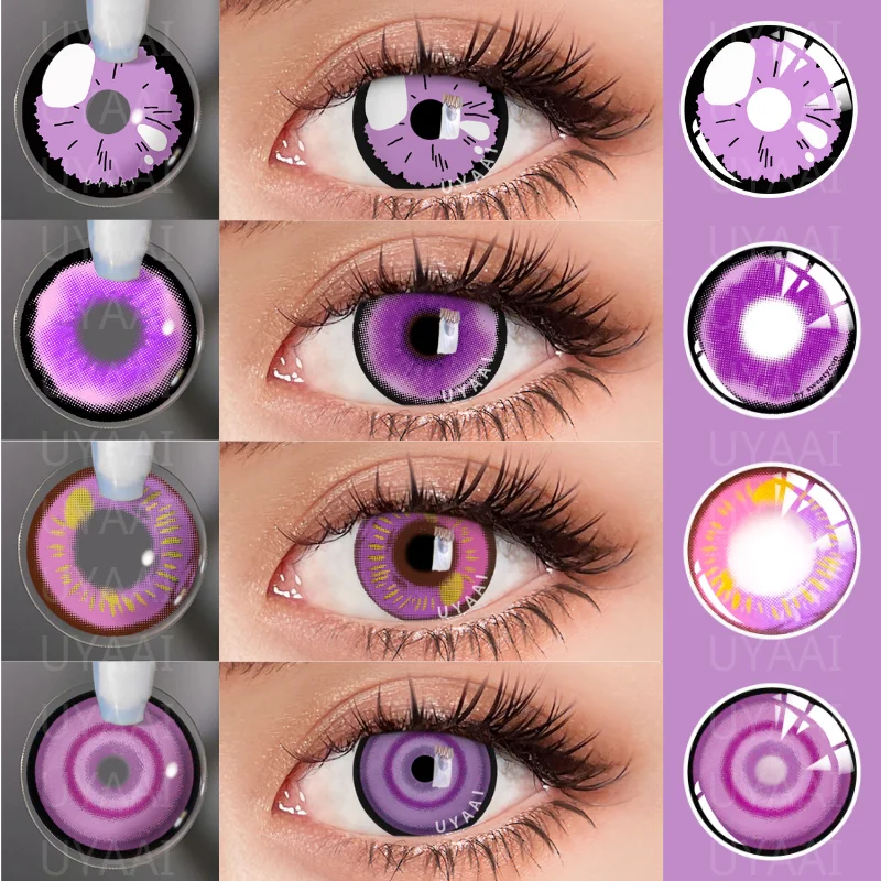 UYAAI 1 Pair Halloween Cosplay Lenses Color Contact Lenses for Eyes Anime Lenses Genshin Impact Violet Lenses Purple Lenses