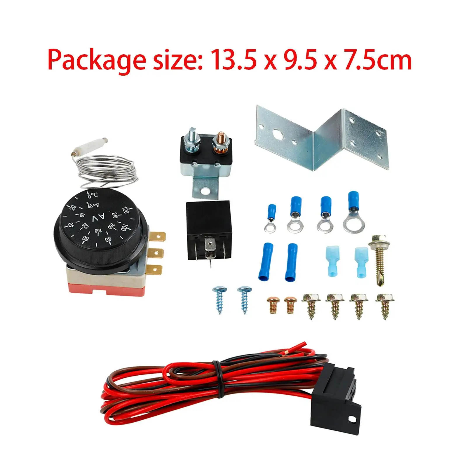Electric 12V Adjustable Radiator Fan Thermostat Controller Relay Kit and