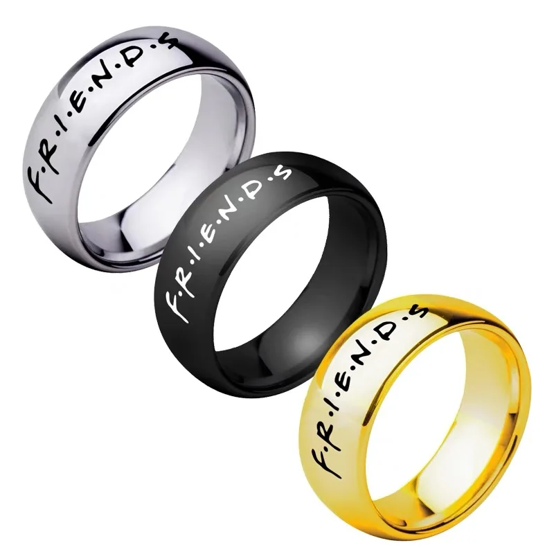 

Friends TV Show Ring Friends Letter Printing Rings for Women Men Friends Stainless Steel Finger Ring Gifts for Friends Lovers