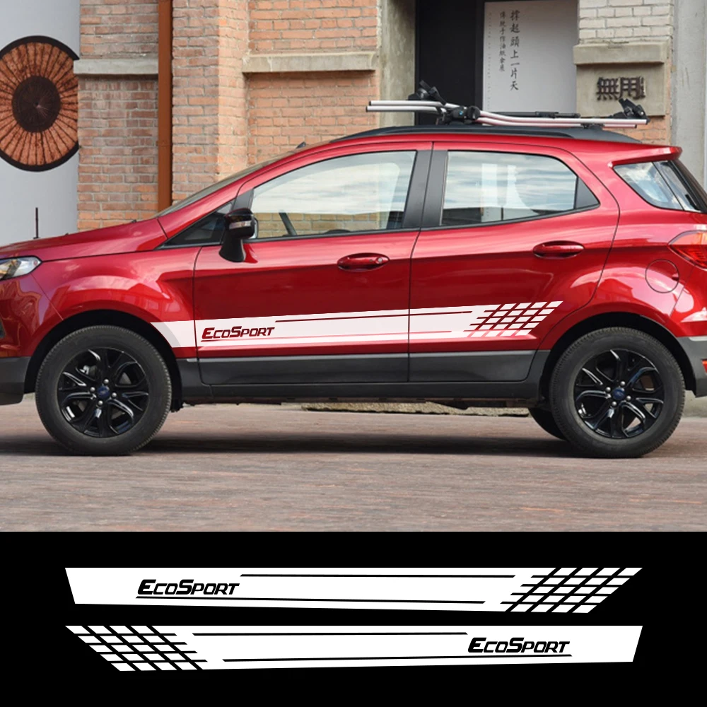 

2pcs Side Stripe For Ford Ecosport Car Stickers Auto Vinyl Film Sport Racing Waterproof Decals Decoration Car Tuning Accessories
