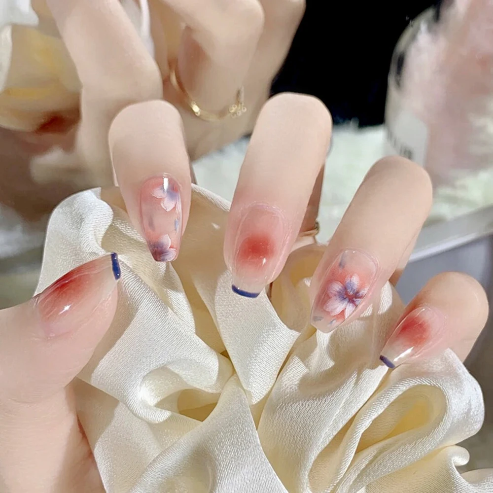 

24 шт., съемные палочки для ногтей во французском стиле