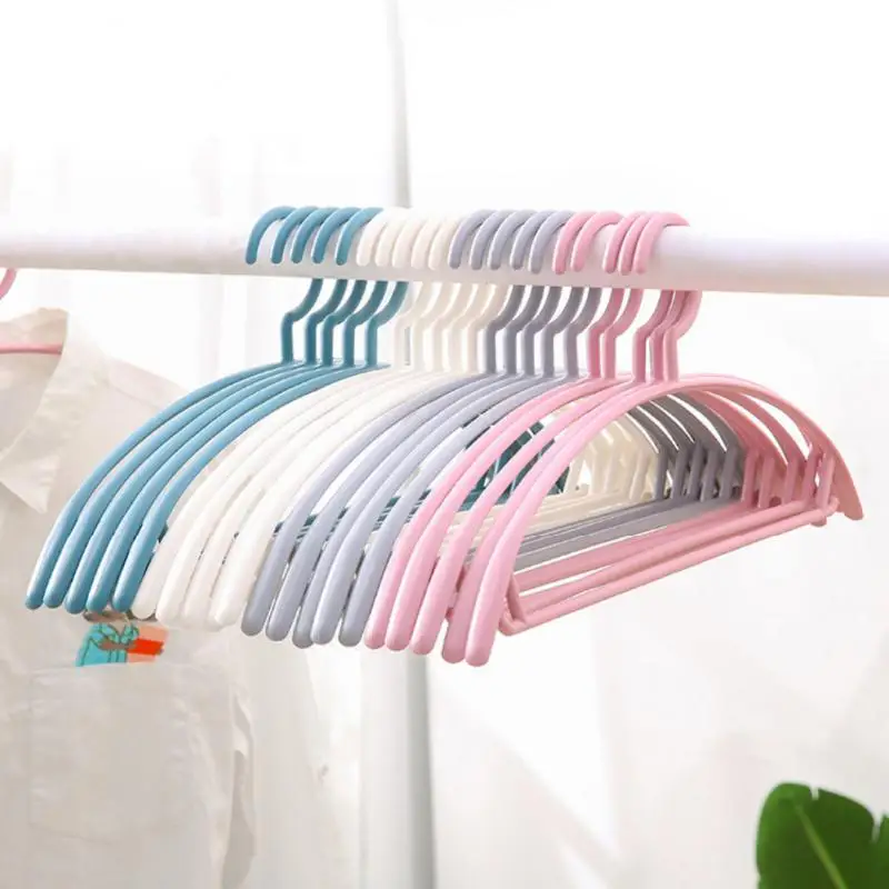 

10Pcs/Set Adult Non-slip Hangers Semi-circle Seamless Bold Hanging Hangers Wet And Dry Support Durable Household Clothes Hangers