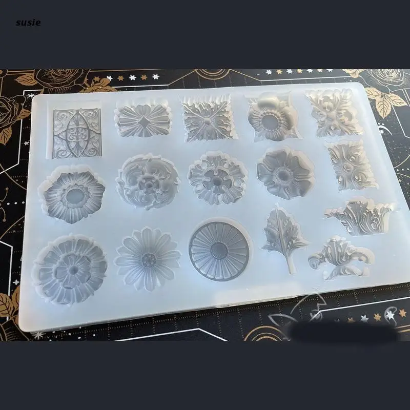 

X7YA Embossed Flower Pattern Mold Aromatherapy Plaster Mold Silicone Pendant Mold