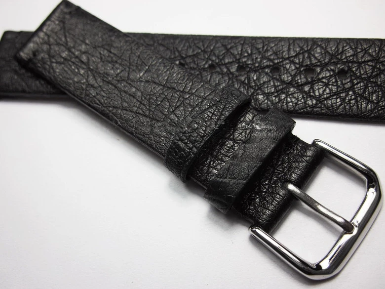

18 20mm Black ultra-thin Handmade Ostrich skin Watch Strap Band Genuine Leather Men's Watch Belt Upscale New texture Watchbands