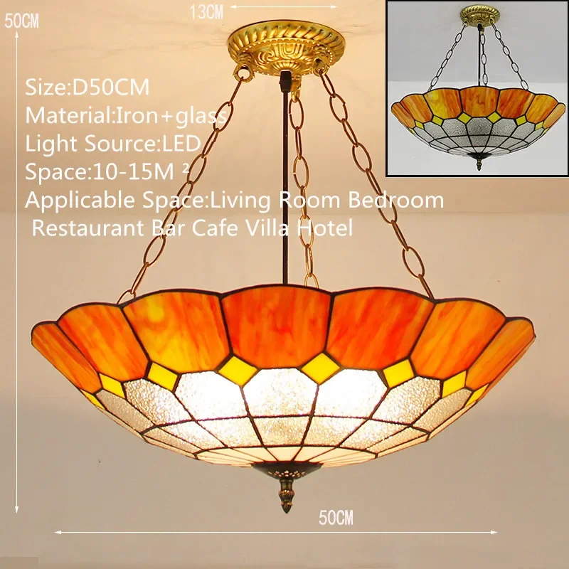 Подвесной светильник TYLA Тиффани светодиодный ретро-крестительный для гостиной