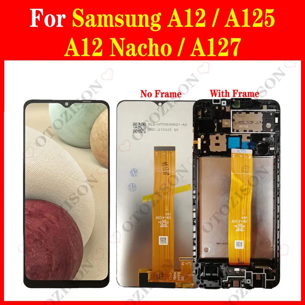 ЖК-дисплей A12 A125F для Samsung Galaxy A12 Nacho A127, ЖК-дисплей с рамкой, сенсорный экран, дигитайзер в сборе, запасная деталь