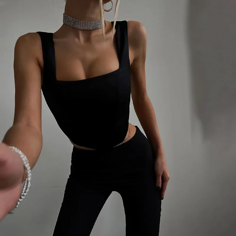 Уличная одежда наряды для женщин корсет топ без рукавов и майка кроп-топ Y2K
