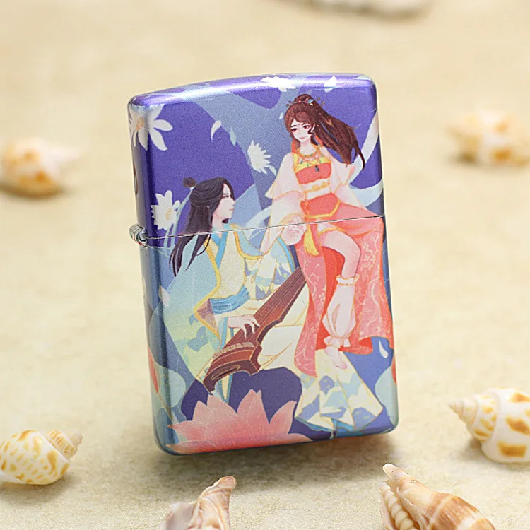 

Genuine Zippo Color painting Lover oil lighter copper windproof cigarette Kerosene lighters Gift with anti-counterfeiting code