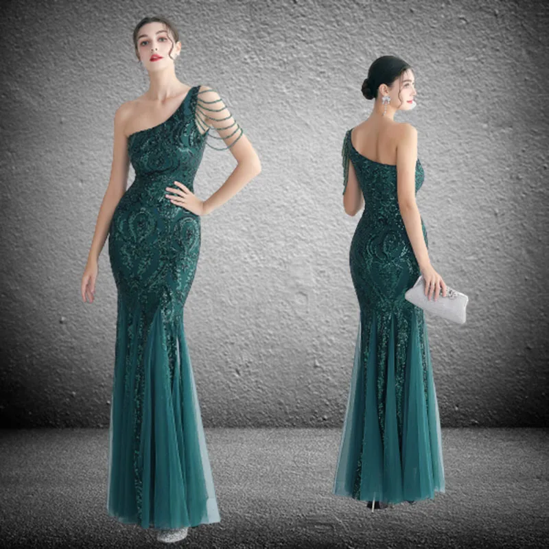 New Hot Selling Beads Vintage Silver Sequin Evening Dresss Women Sexy Bodycon Dress Short Party Prom Dress