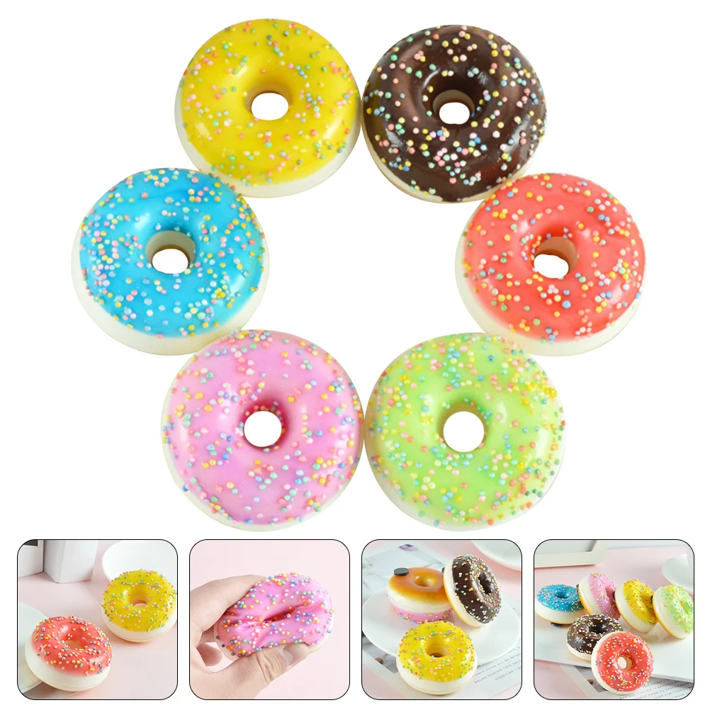 

6 Pcs Faux Donuts Doughnuts Toys Fridge Magnets Colored Models Lifelike Fake Showcase Props Artificial Desserts Simulated