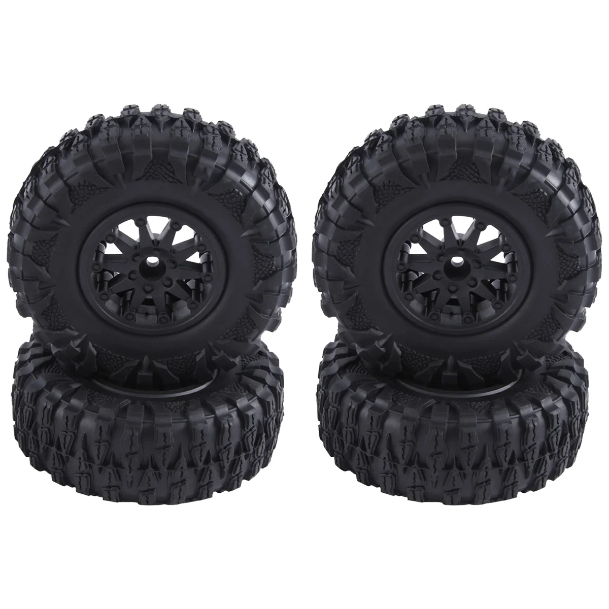 

4PCS 2.2 Inch Nylon Plastic Beadlock Wheel 4.72In/120mm Tire with 12mm Combiner Hex for 1/10 RC Rock Crawler ,Black