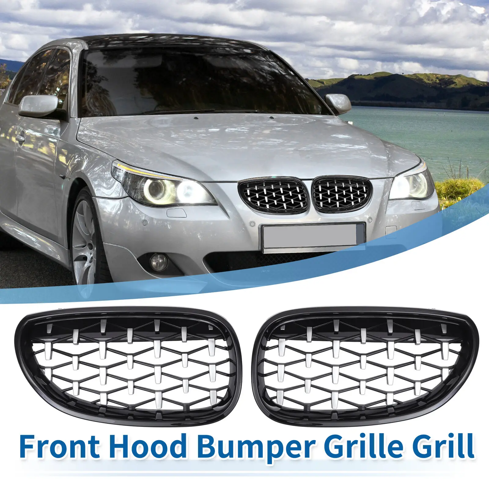 Автомобильная Передняя решетка для радиатора Алмазный гриль в стиле метеорита