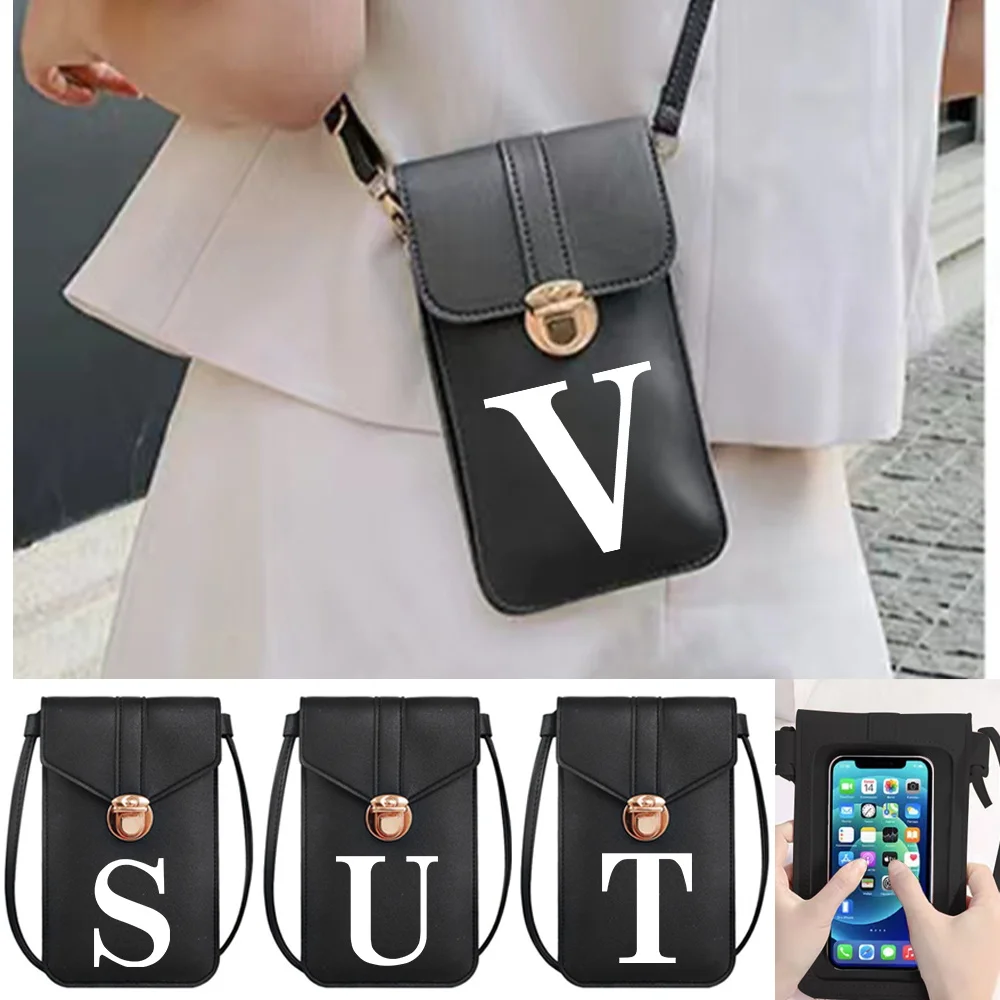 Universal Phone Bag Crossbody for IPhone 13 12 Pro Huawei Xiaomi Samsung Phone Case Clutch Shoulder Bags White Letter Pattern