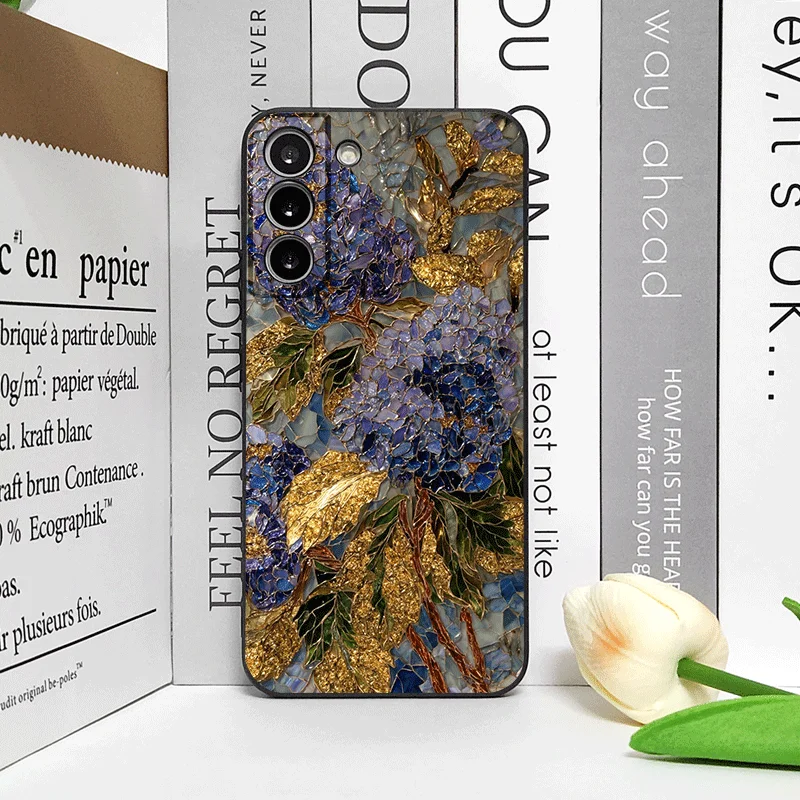 Чехол для телефона с абстрактным узором в виде синих гортензий для Samsung Galaxy S26 S25 S24+ S23 Ultra S25+ S22 Plus S21 FE S20, мягкий чехол (art.: 3920da27f419b) - 3920da27f419b