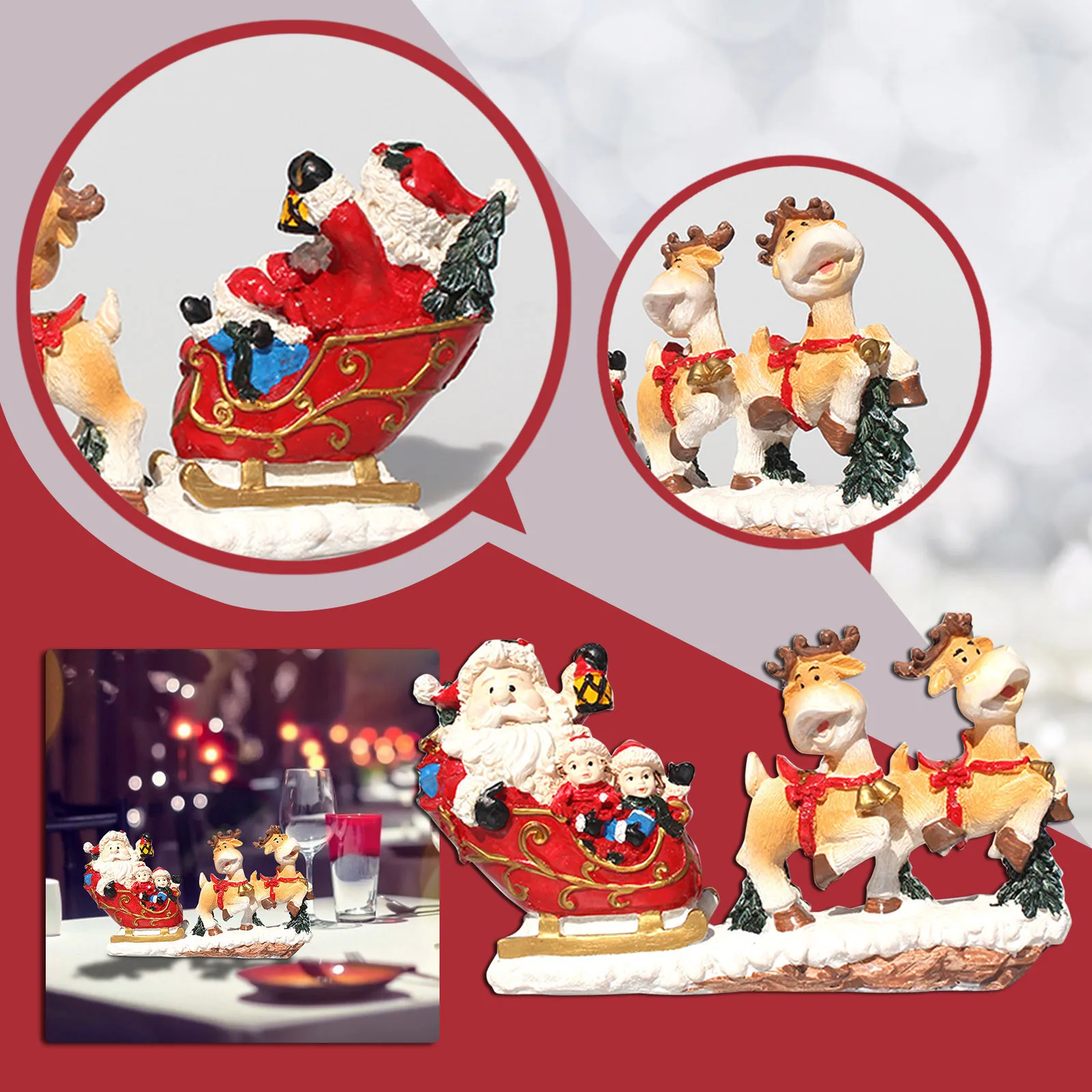 

Sleigh Window Decoration Santa Home Cartoon Resin Crafts Car Decorations Christmas Decoration & Hangs