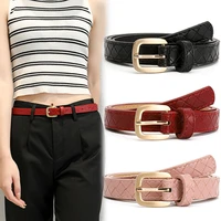 casual simple leather thin belt for women designer metal buckle waist strap female jeans dress trouser decorative waistband