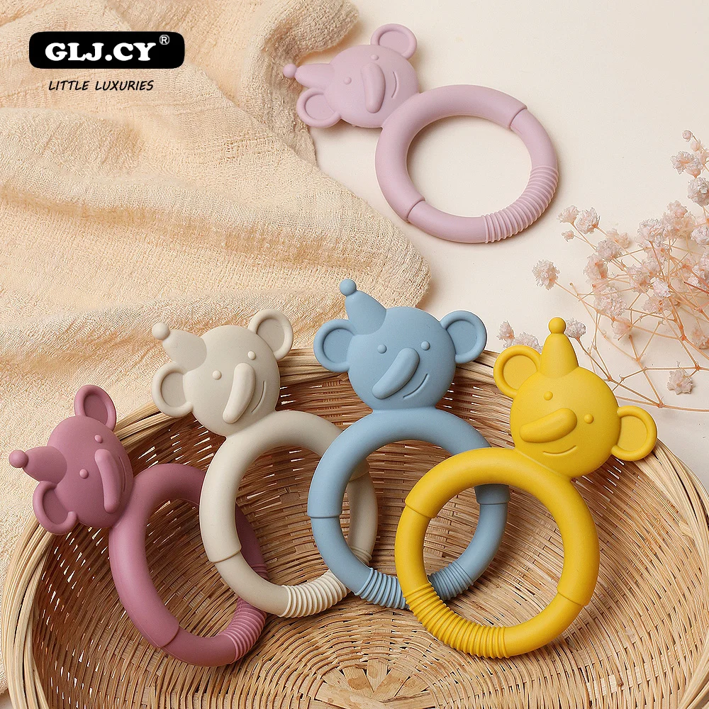 

Silicone Teether Bear Cartoon Animal BPA Free Rodents Teething Necklace Food Grade Infant Chewable Toys Baby Teether