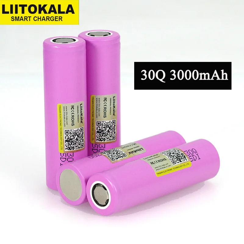 Liitokala 100% оригинальный, новый ICR18650 30Q 18650 3000mAh литиевая аккумуляторная батарея для электронных сигарет