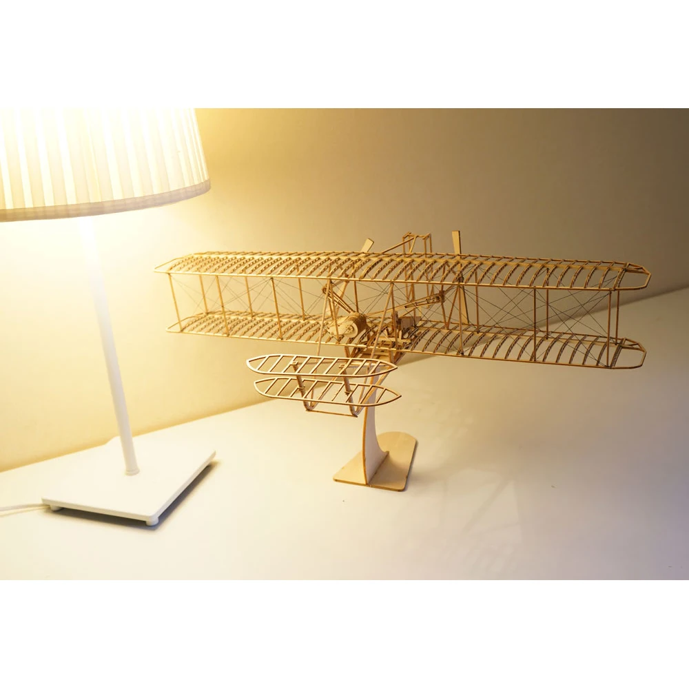 Фото Конструктор AEORC Wright Flyer I 1903: первая модель самолета с двигателем, деревянная сборная модель, реплика исторического авиационного транспортного средства, коллекционный предмет №1