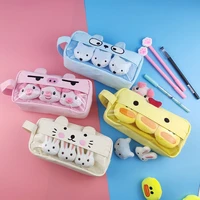 cartoon animals pencil cases plush large capacity pig duck bunny doll pen pouch multifunctional cosmetics storage bag