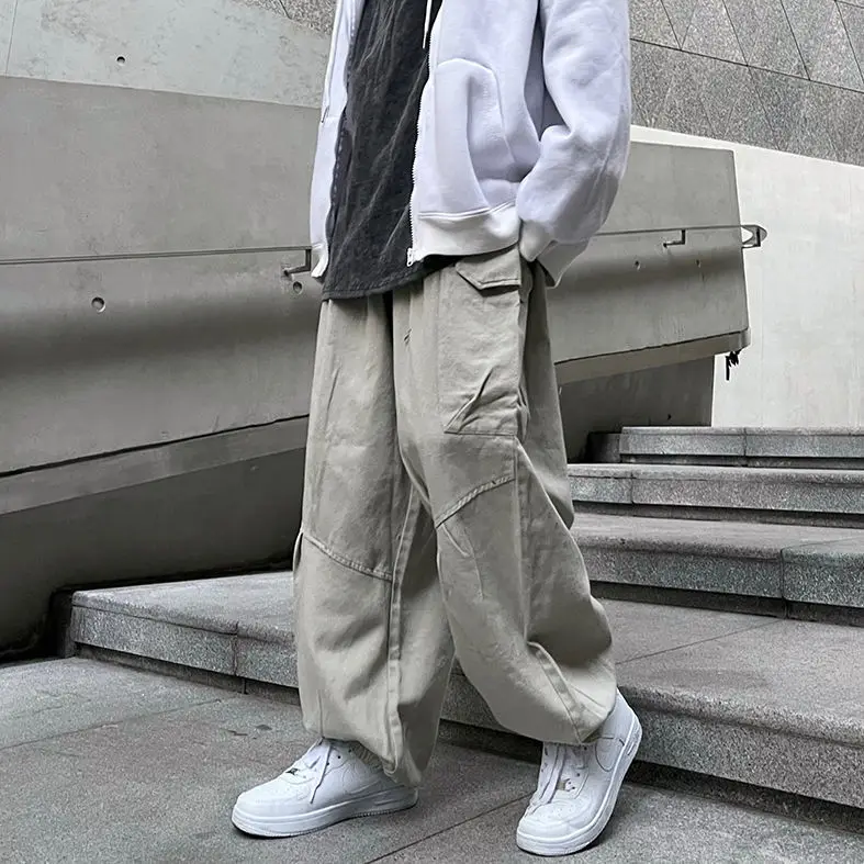 

ZCSMLL Japanese wide leg overalls men's and women's Korean version loose fashion design, handsome legged long pants