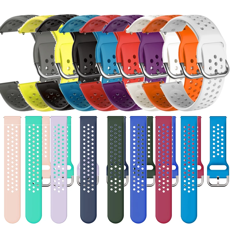 

Ремешок силиконовый для часов 20 мм, монохромный дышащий браслет с обратной пряжкой и круглым отверстием для Samsung Galaxy Watch Active