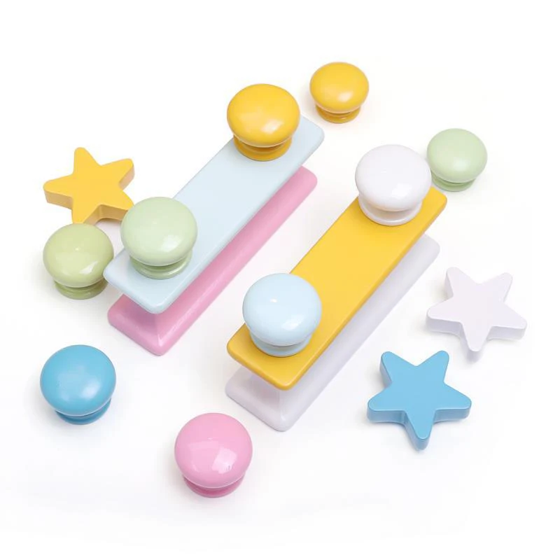

Wooden Furniture Knobs Drawer Handles Kitchen Door Handles Wardrobe Cupboard Handle Children Macaron Cabinet Pulls Knobs