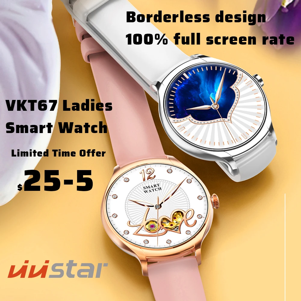 

VIVISTAR VKT67 Ladies Smartwatch Borderless Design Smart Watch For Women With Menstrual Reminder 24H Heart Rate Monitoring IP67