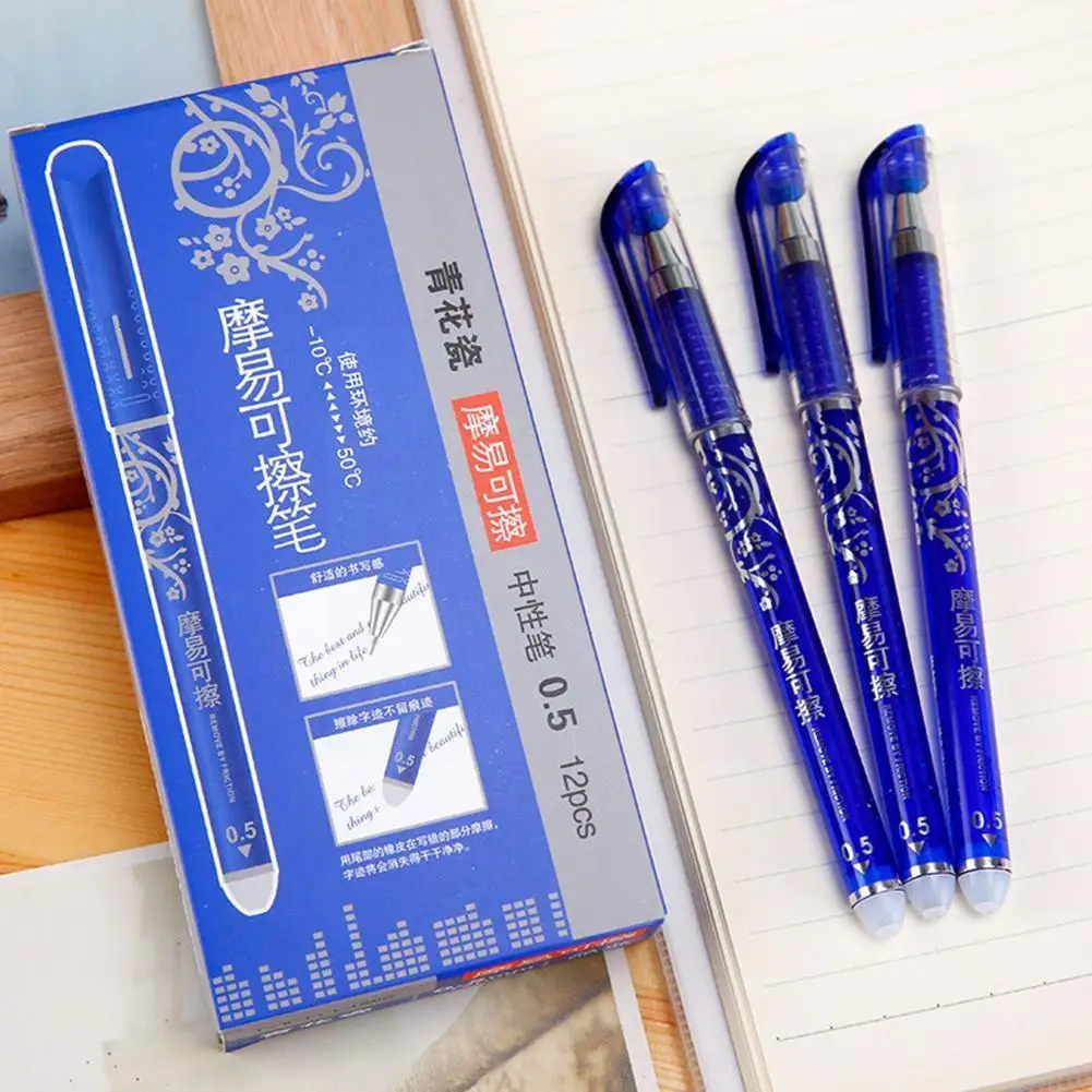 

12pcs Erasable Gel Pen Refills Rod 0.5mm Washable Handle Magic Erasable Pen For School Pen Writing Tools Kawaii Stationery