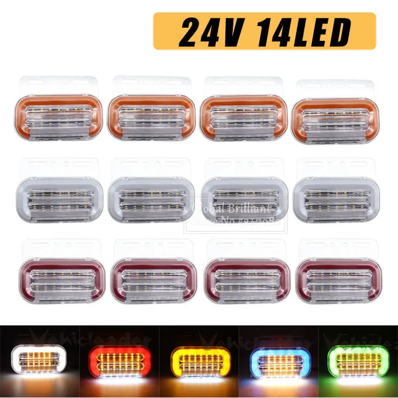 

4Pcs 24V Dynamic Side Marker Light 14LED Flowing Turn signal light For Truck Trailer Clearance Light Tractor Lorry Side Lights