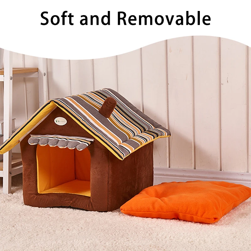 Лежанки для домашних животных складная мягкая кошачья гнездо съемный коврик