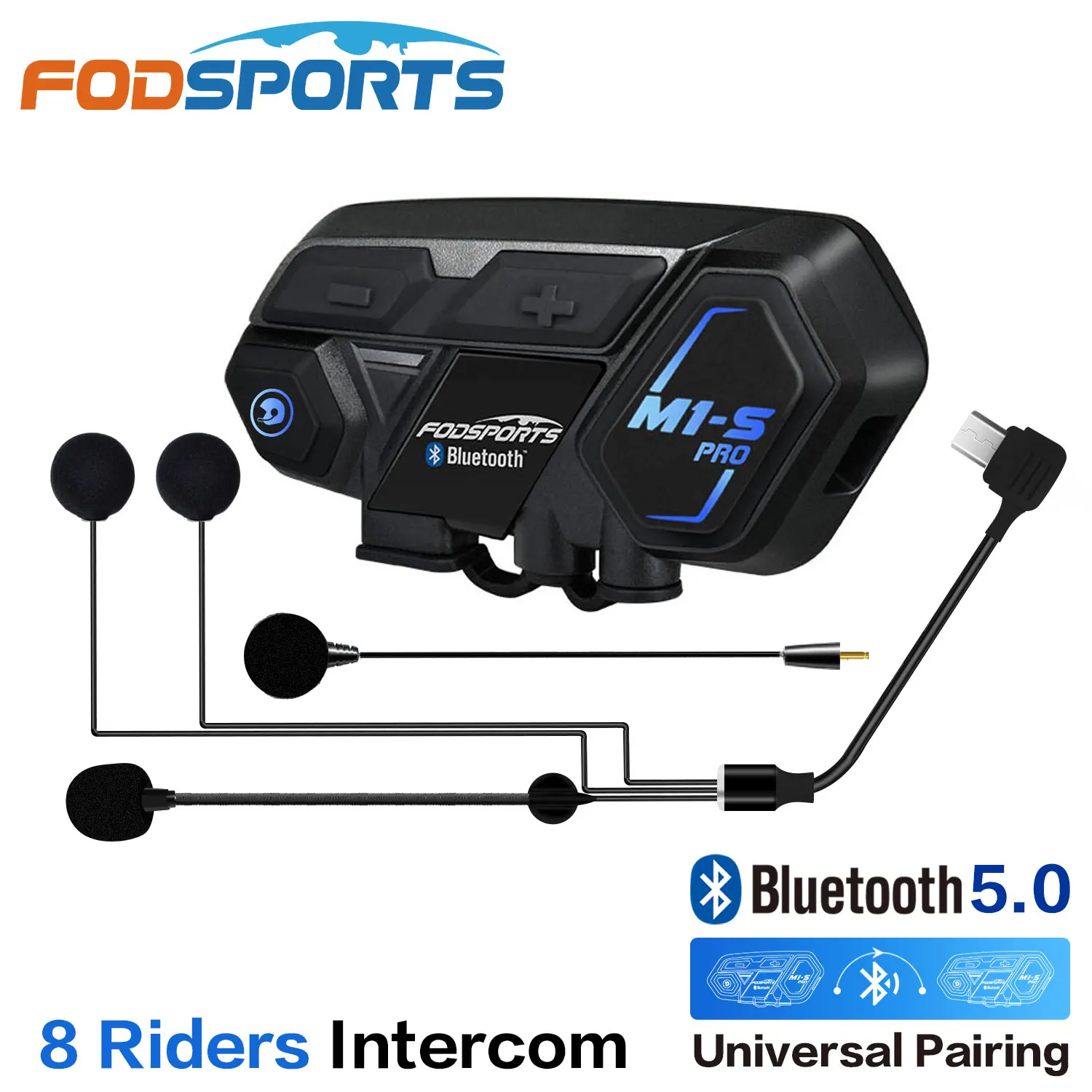 Fodsports M1-S Pro Motorcycle Bluetooth Helmet Headset for 8 Riders Intercom Motorcycle intercomunicador moto блютуз гарнитура