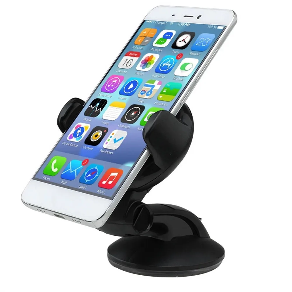 

Car Phone Holder Black Windshield Dashboard Stand 360° Rotating GPS Mount Interior Accessories Universal For 50-80mm Wide Phone