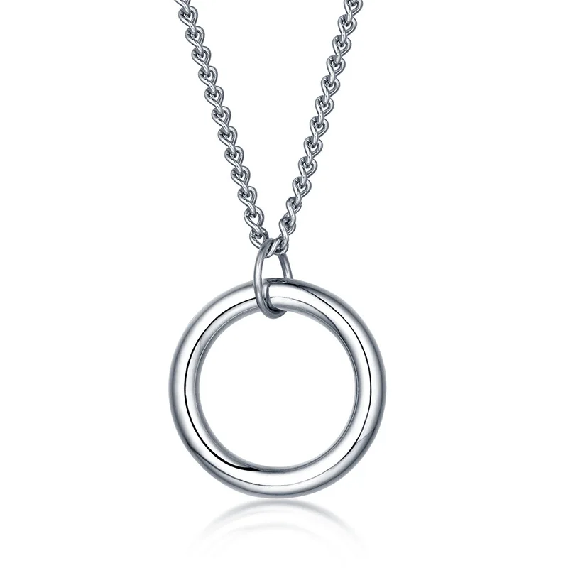 

Simple round Ring Sweater Chain Retro Hip Hop Personality Wild Disco Fashion Circle Titanium Steel Necklace Factory Wholesale