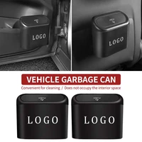 car mini garbage bin hanging vehicle trash organizer abs dust case for different car logo styling auto interior accessories